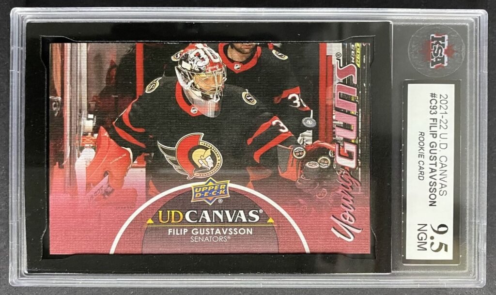 filip gustavsson young guns canvas red hockey card